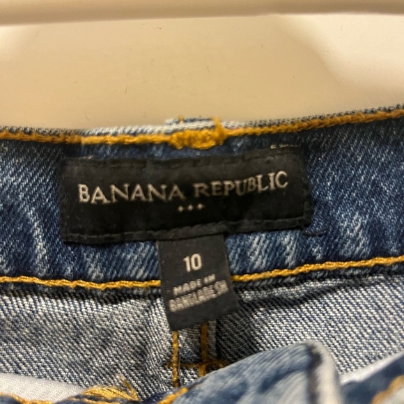 Banana Republic Skirt Women size 10 Denim Washwell Button Fly Front Slit - Picture 4 of 6